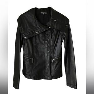Vince Funnel Neck Leather Jacket